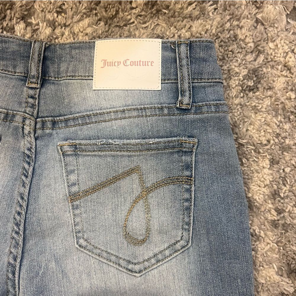 NWT Juicy Couture girls Mid Rise Crop Kick Flare jean stretch 12 Light Wash - Picture 9 of 11